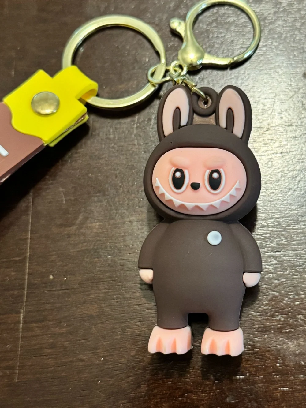 Labubu Brown Character Keychain Bag Charm Rubber Wrist Strap NWOT